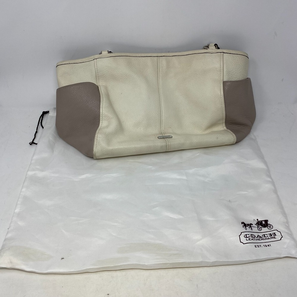 Coach Madison Phoebe Cream Taupe Pebbled Leather Shoulder Bag Purse F31303